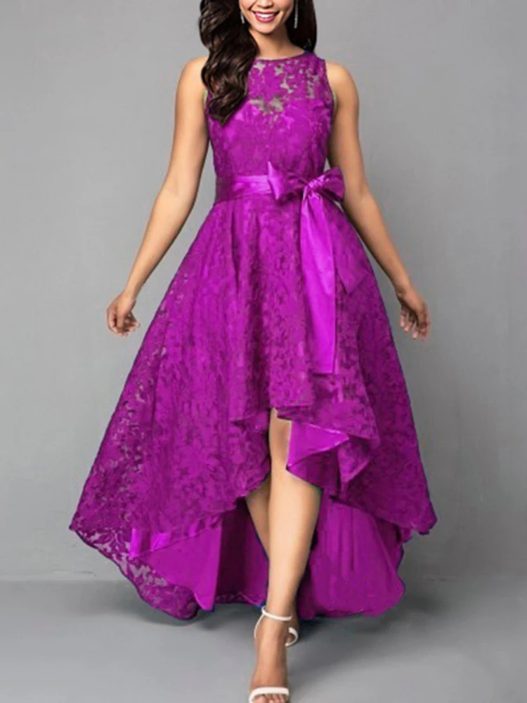 

Summer Dress Women 2024 Elegant Sexy Lace Wedding Bridesmaid Evening Sweet Party Dress Plus Size Slim High Waist Bow Maxi Dresse