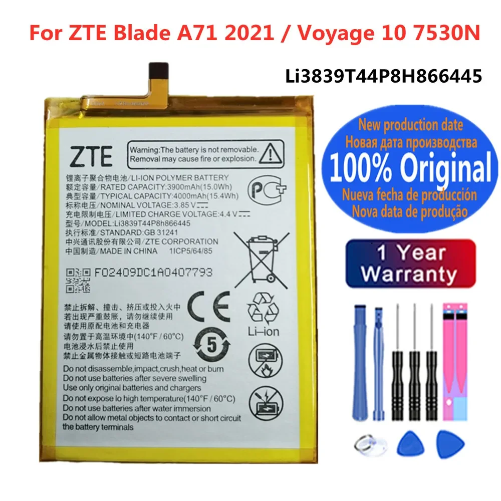 

Аккумулятор Li3839T44P8h866445 для телефона ZTE Voyage 10 7530N / Blade A71 2021 аккумулятор 4000 мАч + Инструменты