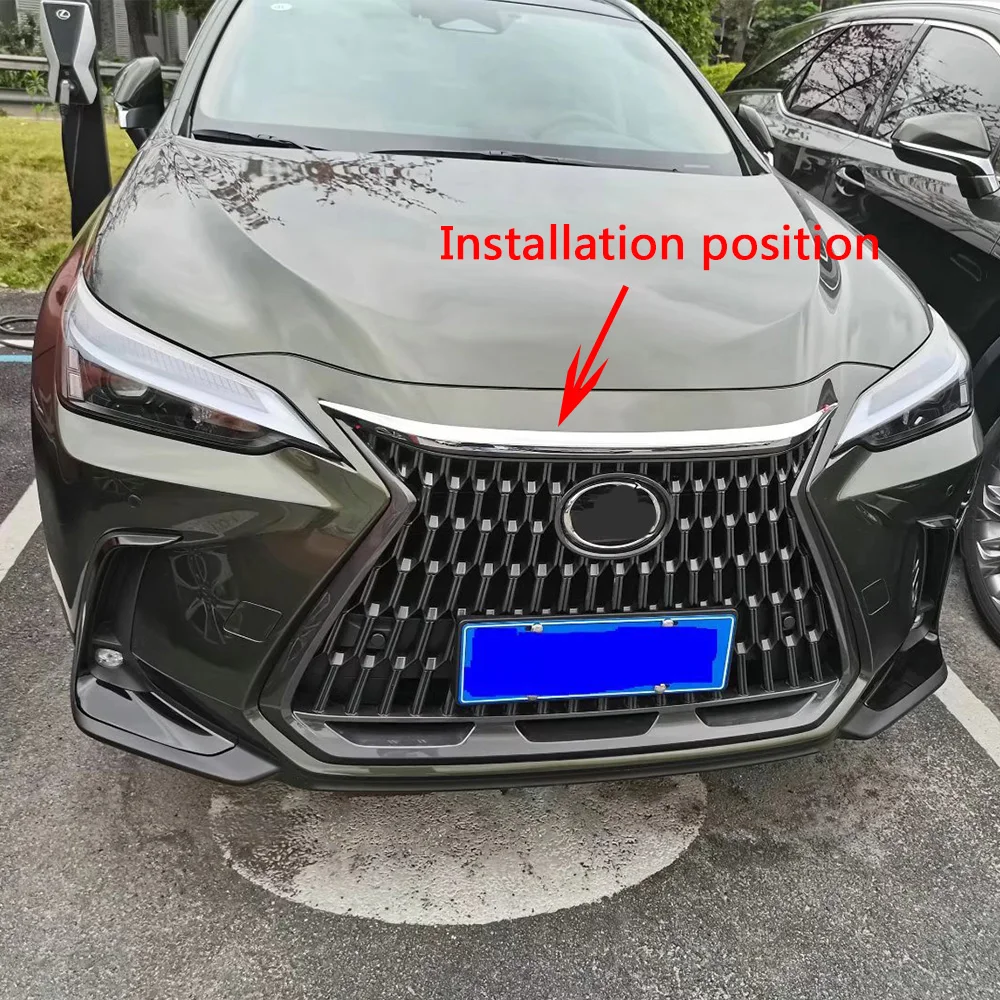 렉서스 NX 250 260 350h 350 F 2022 2023 2024 ABS 크롬 전면 엔진 기계 그릴 상단 후드 스틱 뚜껑 트림 커버