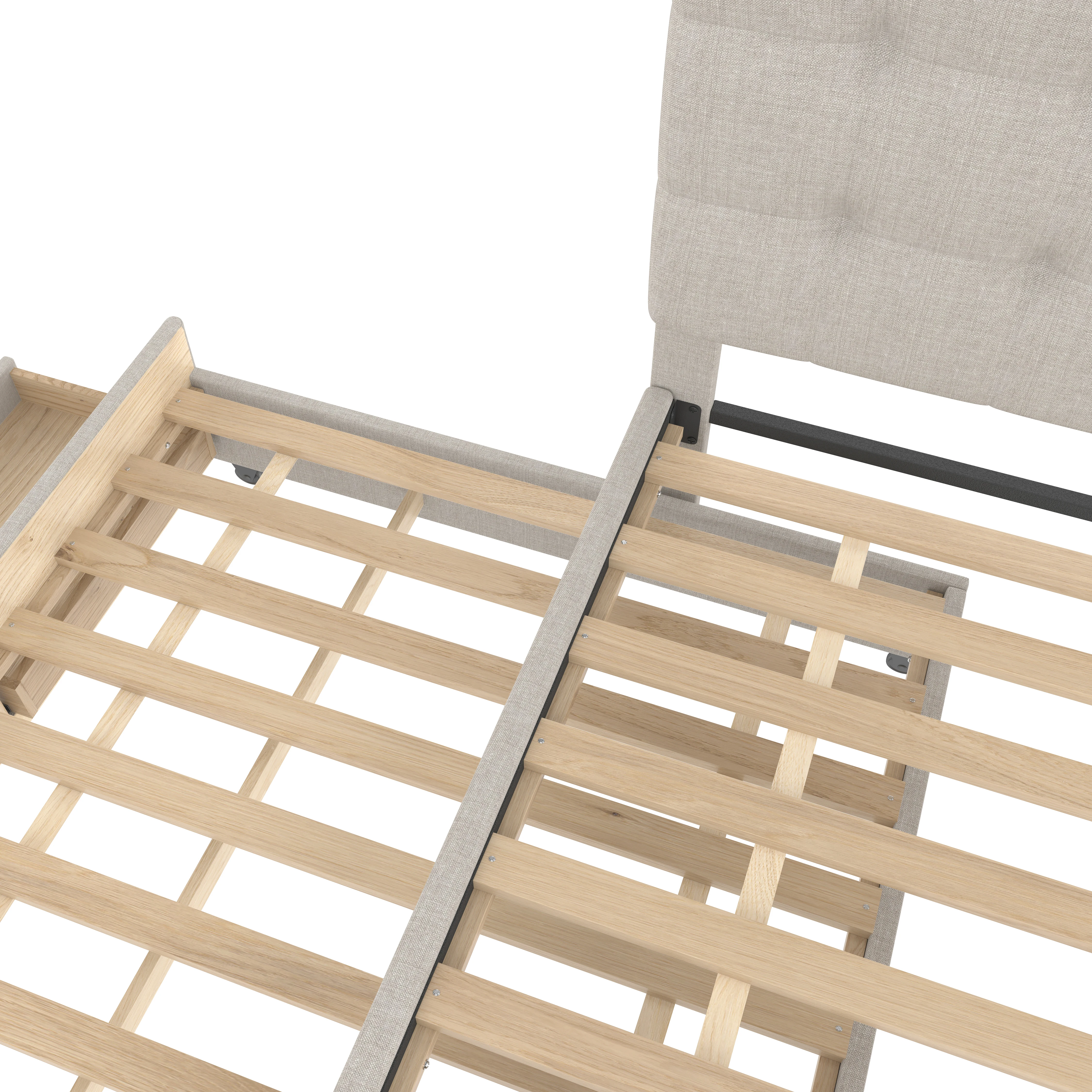 Polsterbett, 140x200cm, Doppelbett, Familienbett, Kingsize-Bett mit drei Schubladen, ausziehbares Bett, verstellbares Kopfteil – Detail 14