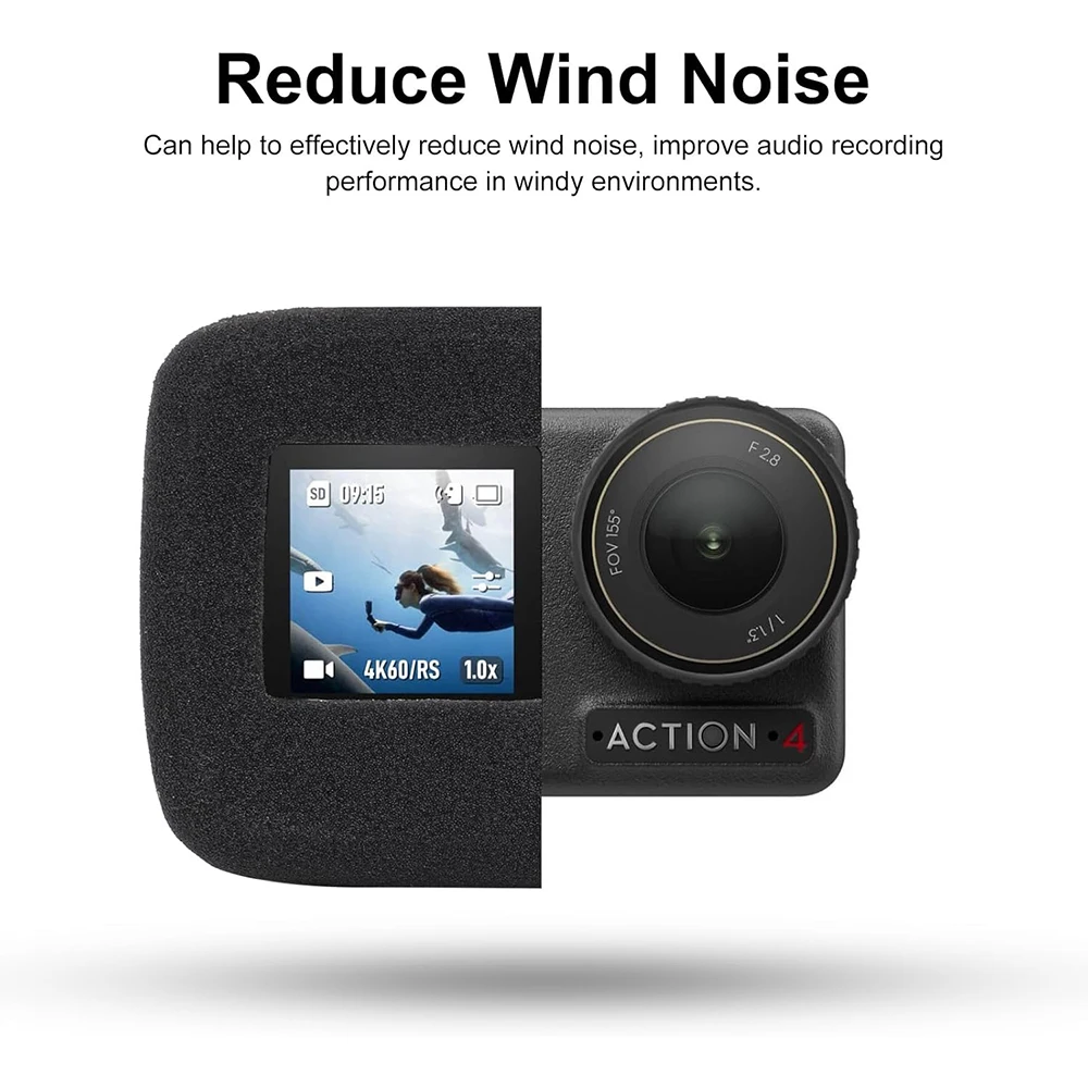For DJI Osmo Action 5 Pro 4 3 Wind Noise Reduction Sponge Foam Windslayer Cover Housing Windproof Windshield Recording Case 2