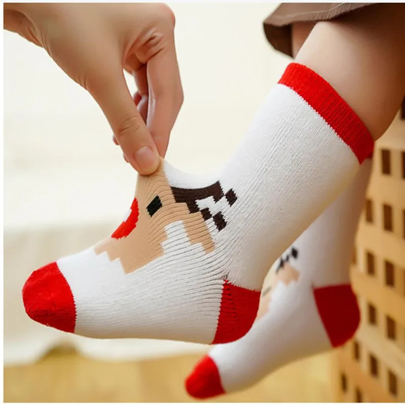 5 ¦/ ܿ ũ Socks  ũ Santa Claus Tree  ⼺ Solid β Socks   Girls Boys Kids 1-15 