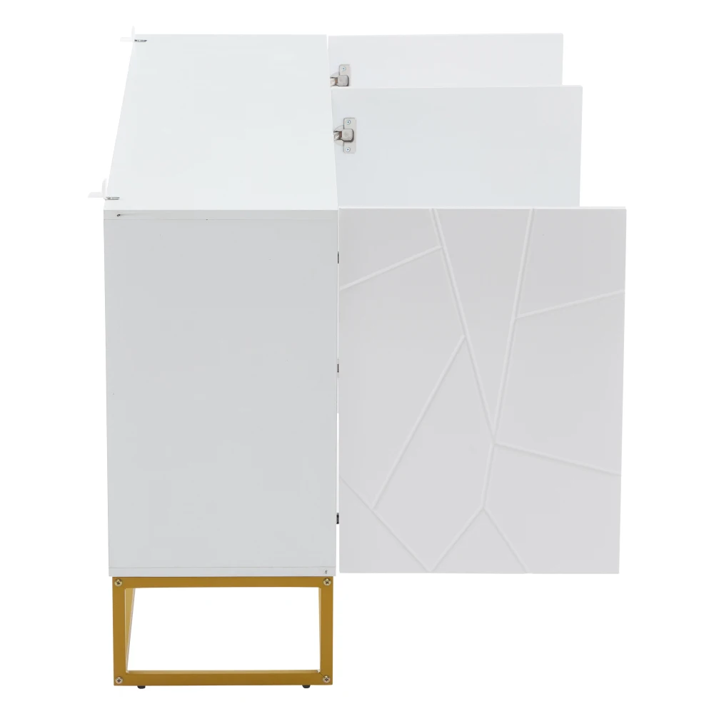 Hochglänzendes Buffet-Sideboard mit 4 Ablagefächern, moderne Möbel für Wohn- und Esszimmer-Hausaufbewahrung – Detail 12