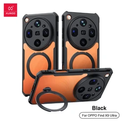 XUNDD Premium Anti - Fingerprint Phone Cover with Hard PC & Soft TPU - Back Ring Suction - OPPO Find X9 Ultra (Black ring magnetic)