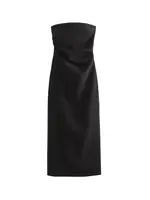 Women Fashion Strapless Gathered Midi Dress Sexy Straight Neck Back Slit Female Dresses Vestidos Mujer - Image 4