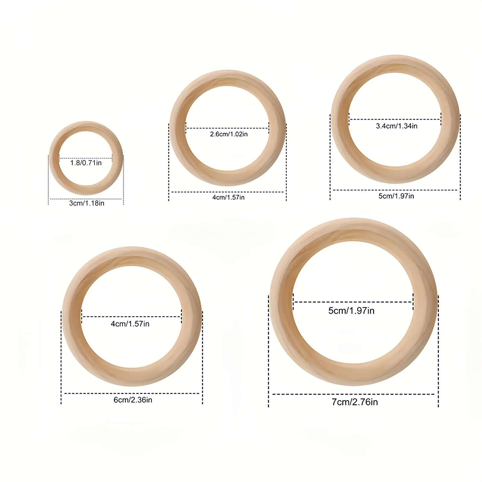 20/10Pcs DIY Natural Wooden Ring Crafts, Tassel Wooden Rings, Unfinished Wooden Rings For Lace Ring Knit Jewelry Making