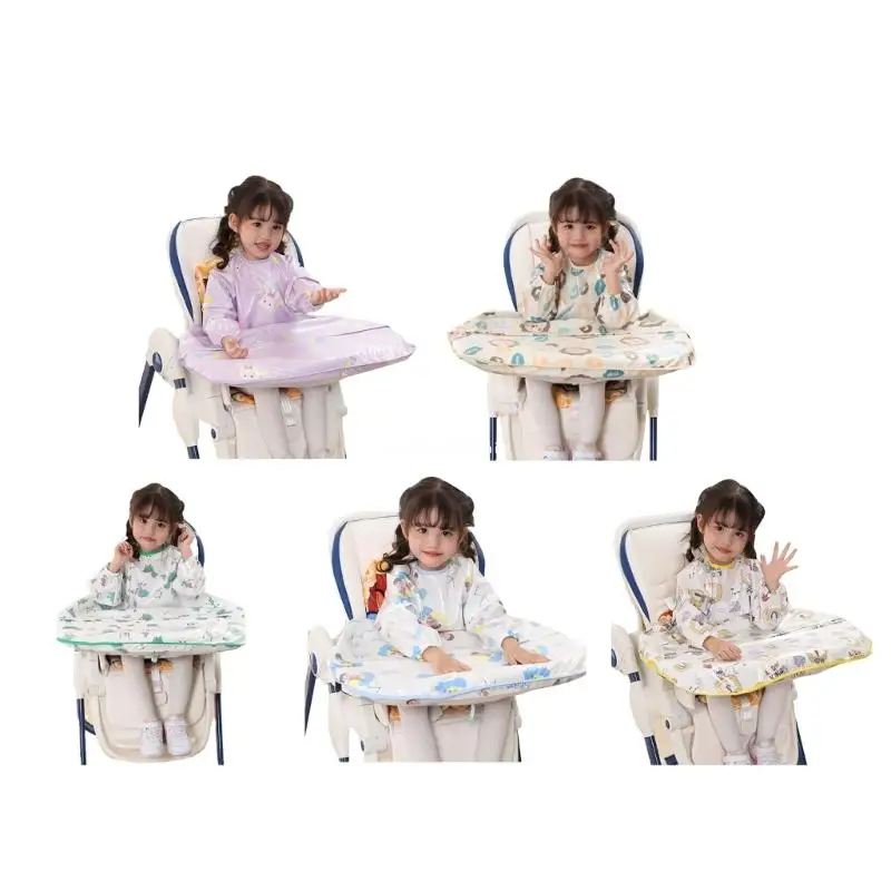 

Baby Feeding Bibs Drooling Apron Coverall Long Sleeve Weaning Bibs Waterproof Baby Bibs Fully Cover to Baby Highchair