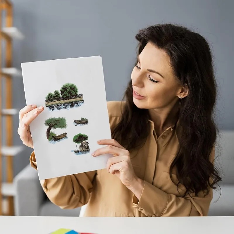 1Sheet Natural Scenery Clear Stamp For Card Making Trees Lake Background Rubber Stamps Reusable Transparent Silicone Decorative