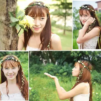 Matrimonio nuziale bohémien Flower Garland fasce copricapo damigella d'onore
