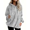 Plus Size 1XL-5XL Women Hoodies Long Sleeve Sweatshirt Plush Turtleneck Zipper Neck Two Pockets Pullover Women Top