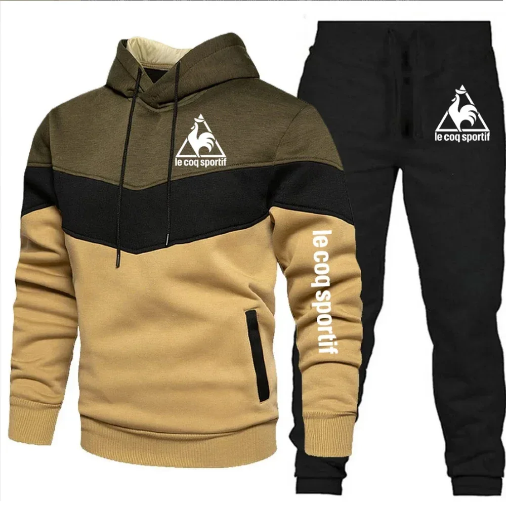 

Мужской спортивный костюм из двух предметов, темно-синий спортивный костюм с защитой от ветра и капюшоном, толстовка и брюки, Повседневная Уличная одежда на весну и осень 2019