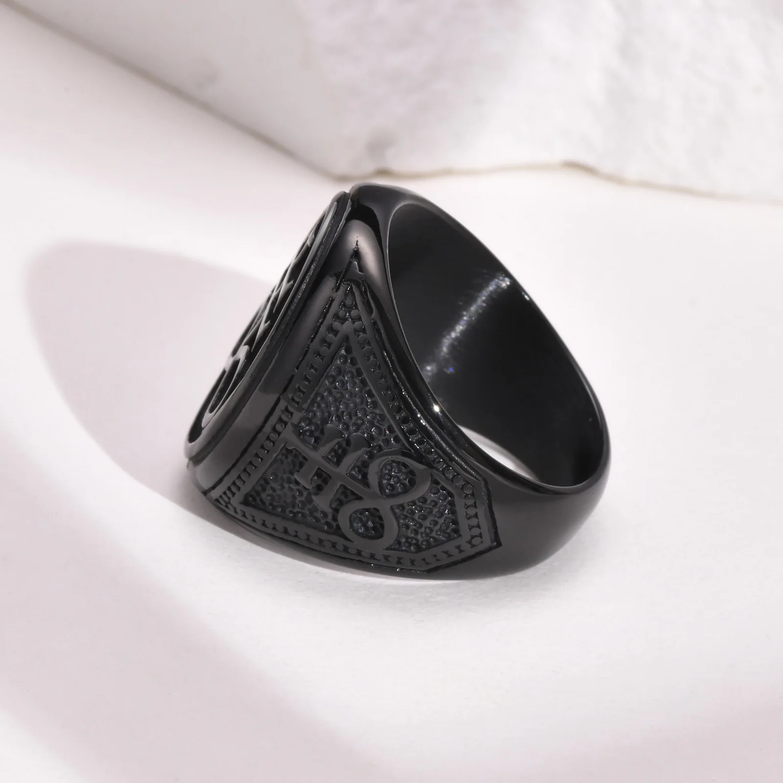 Vnox Sigil of Lucifer Rings Men Boys Talisman Amulet Gift Jewelry