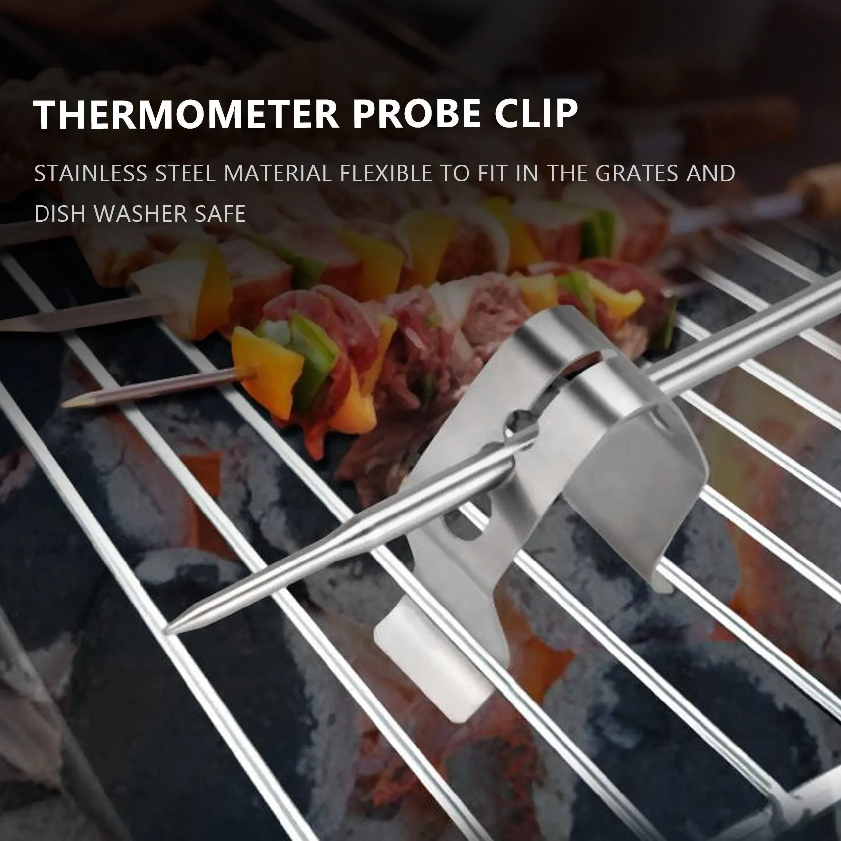 Universal A Style Meat Thermometer Probe Clip Holder Ambient Temperature Readings BBQ Smoker Oven Grill Set of 2 bbq grilling accessories