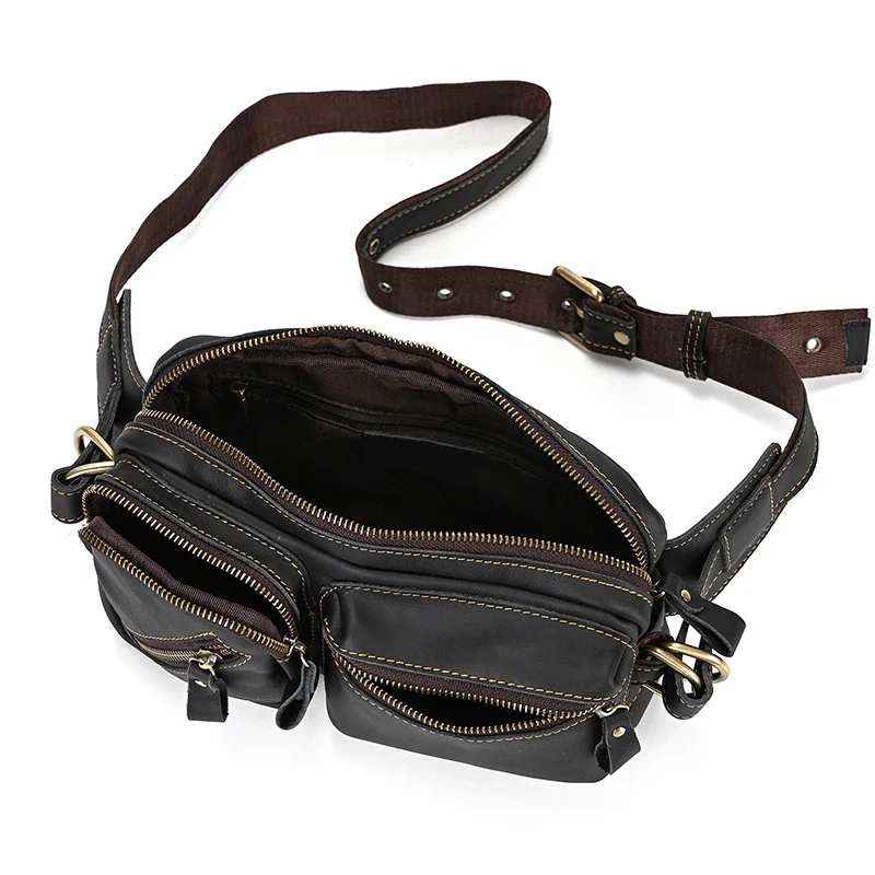 Genuine leather waist bag for men with sleek premium design and adjustable strap