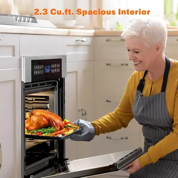 Empava 24 Inch Electric Single Wall Oven 10 Cooking Functions Deluxe 360° ROTISSERIE with Sensitive Touch Control 4