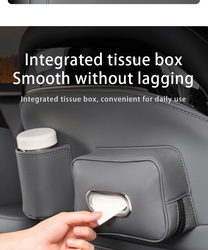 For ZEEKR 7X Multi-functional seat backrest anti-kick pad Tissue bags and cup ba