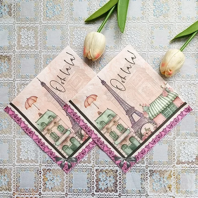 10/20pcs 33*33cm 2-Ply New Paris Tower Colourful Printed Tissue Paper Party Decoration Paper Placemats Butterfly Bone Bart