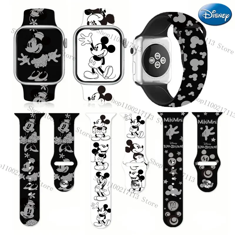 

Disney Mickey Minnie print strap For iwatch S8765432SE full series Silicone for Replacement watch band 38mm 41mm44mm 45mm gifts
