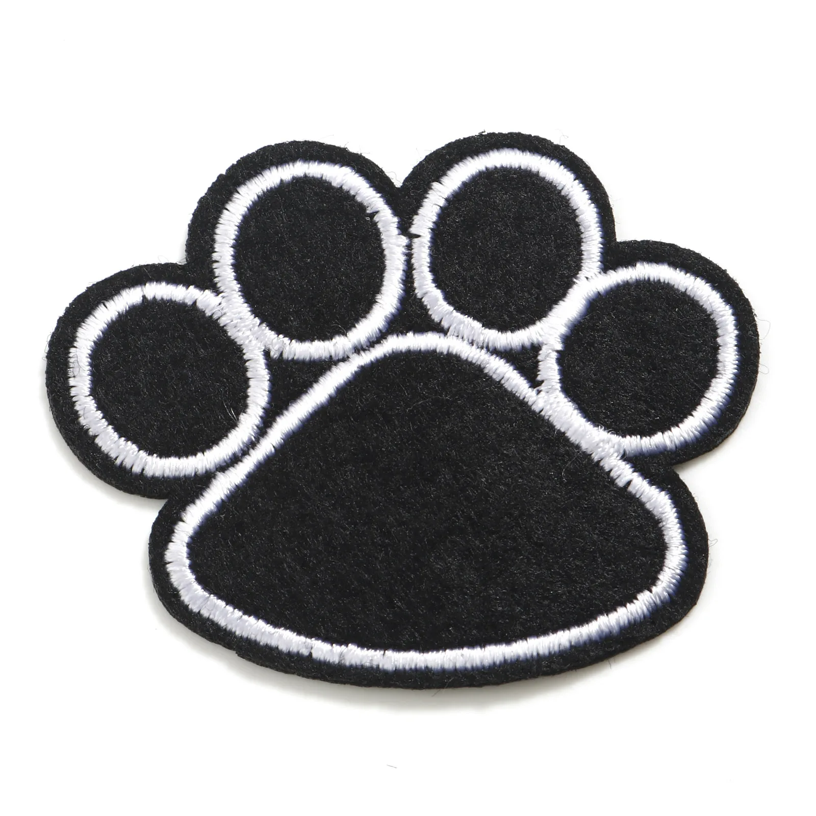 2개입 부직포 애완견 검정색 발톱 자수 패치 접착제 부착 DIY 공예 의류용 5.1x4.2cm