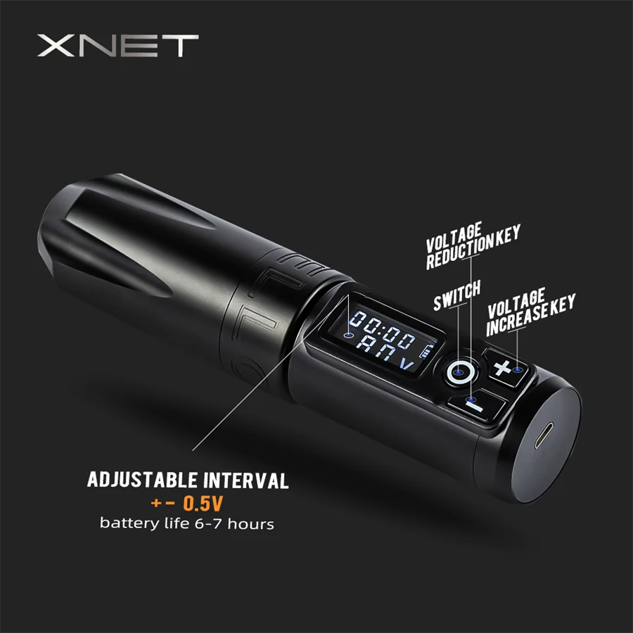 Ambition Trident Tattoo Machine Gun Pen Portable Wireless Battery Strong Coreless Motor LED Digital Display For Tattoo Art