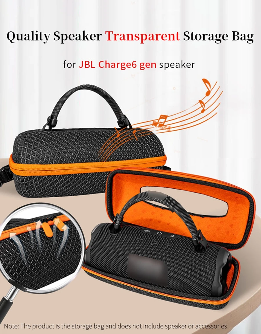 Portable Bag for JBL CHARGE6 Speaker Transparent Bags Charge 6 Outdoors Travel Carrying Sound Permeable Case