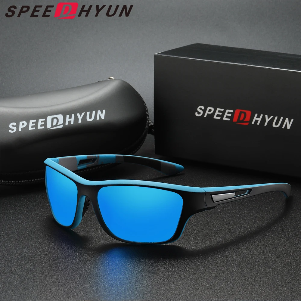 SPEEDHYUN 초경량 편광 선글라스, 남성 패션, 스포츠 랩 스타일 안경, 남성 사이클링 여행 안경, UV400