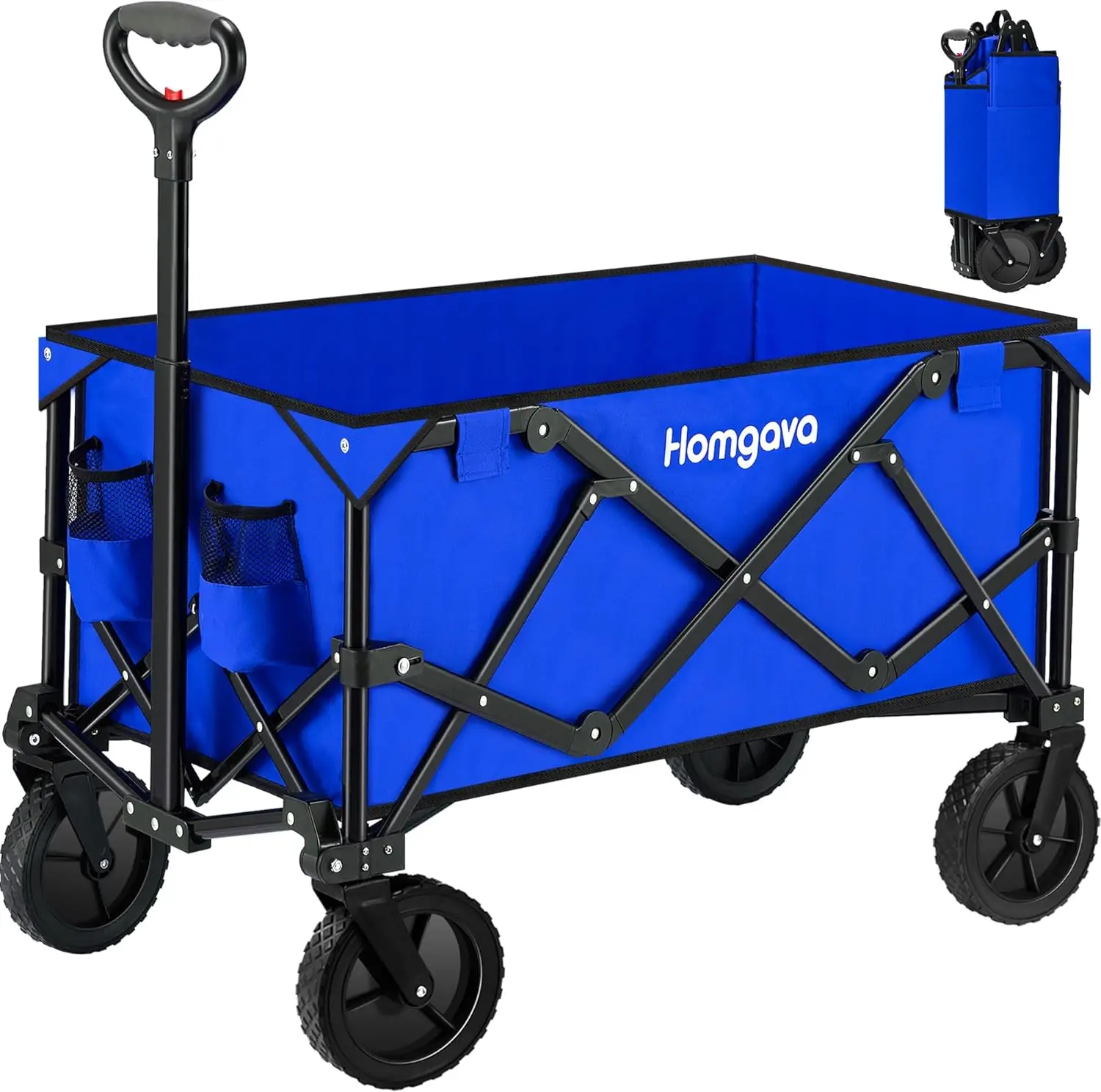 

200LCollapsible Folding Wagon Cart,350LBS Heavy Duty Garden Cart W/All Terrain Wheels,Portable Large Capacity Utility Wagon Cart
