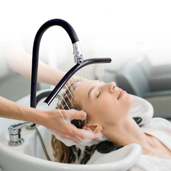 Testina doccia flessibile a collo d'oca per lavatesta da salone, ugello a cascata e a pioggia per lavabo da parrucchiere, spa e strumenti per il lavaggio dei capelli