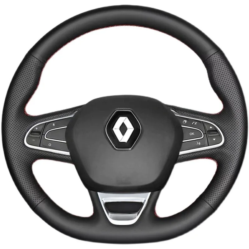 

For Renault Talisman Kadjar Koleos Megane Scenic 2016 2017 Personalized Hand-stitched Non-slip Leather Car Steering Wheel Cover