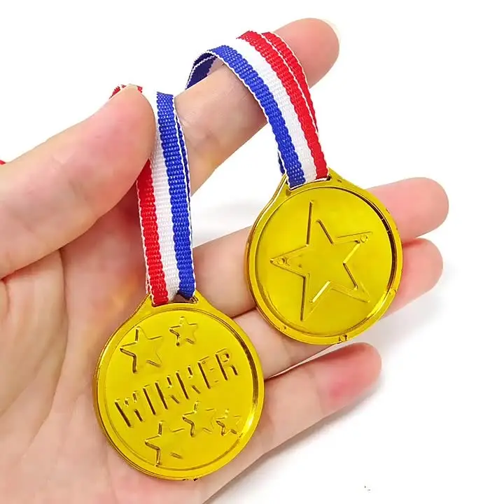50pcs Kids Children Gold Plastic Winners Medals Sports Day Party Bag Prize Awards Toys For Kids