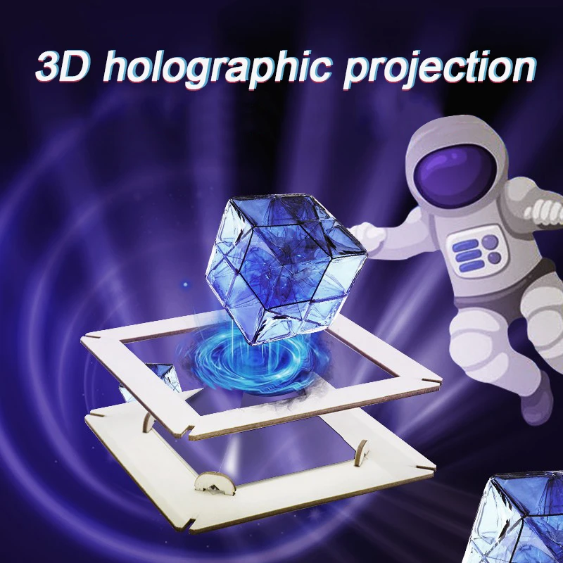 3D Hologram Smartphone Hologram Projector Wooden Self-assembly Science Educational Toy DIY Display Set For Kids Home