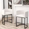 25" Counter Height Bar Stools Set of 2, Modern Bar Stool with Back, Barrel Bar Chairs with Metal Frames, Upholstered Barstools 1