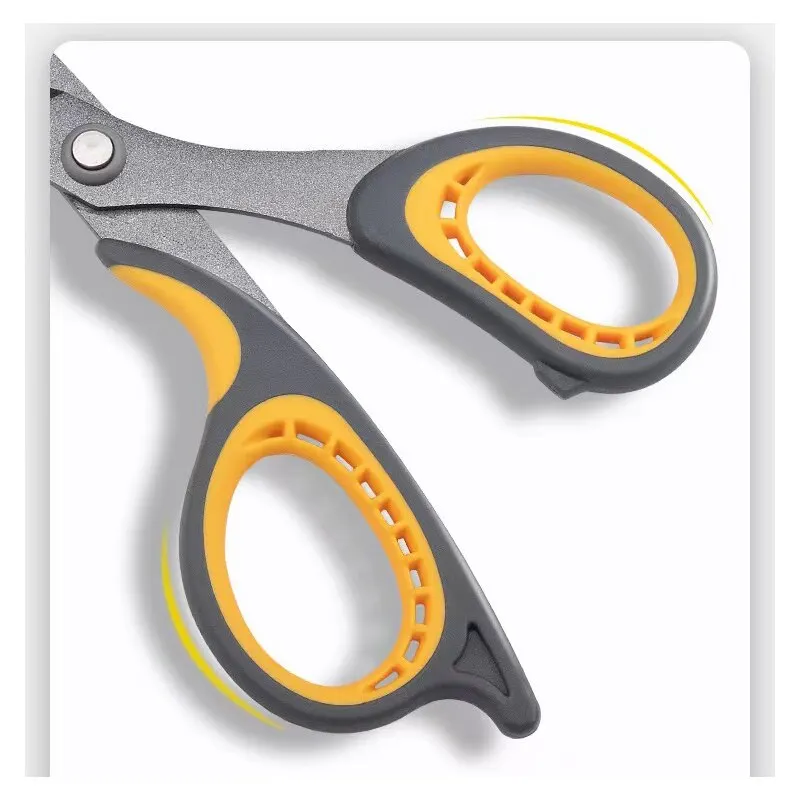 Scissors Stainless Steel Household Multi-functional Office Tailor's Hand soft handle portable cutter stationery black blade