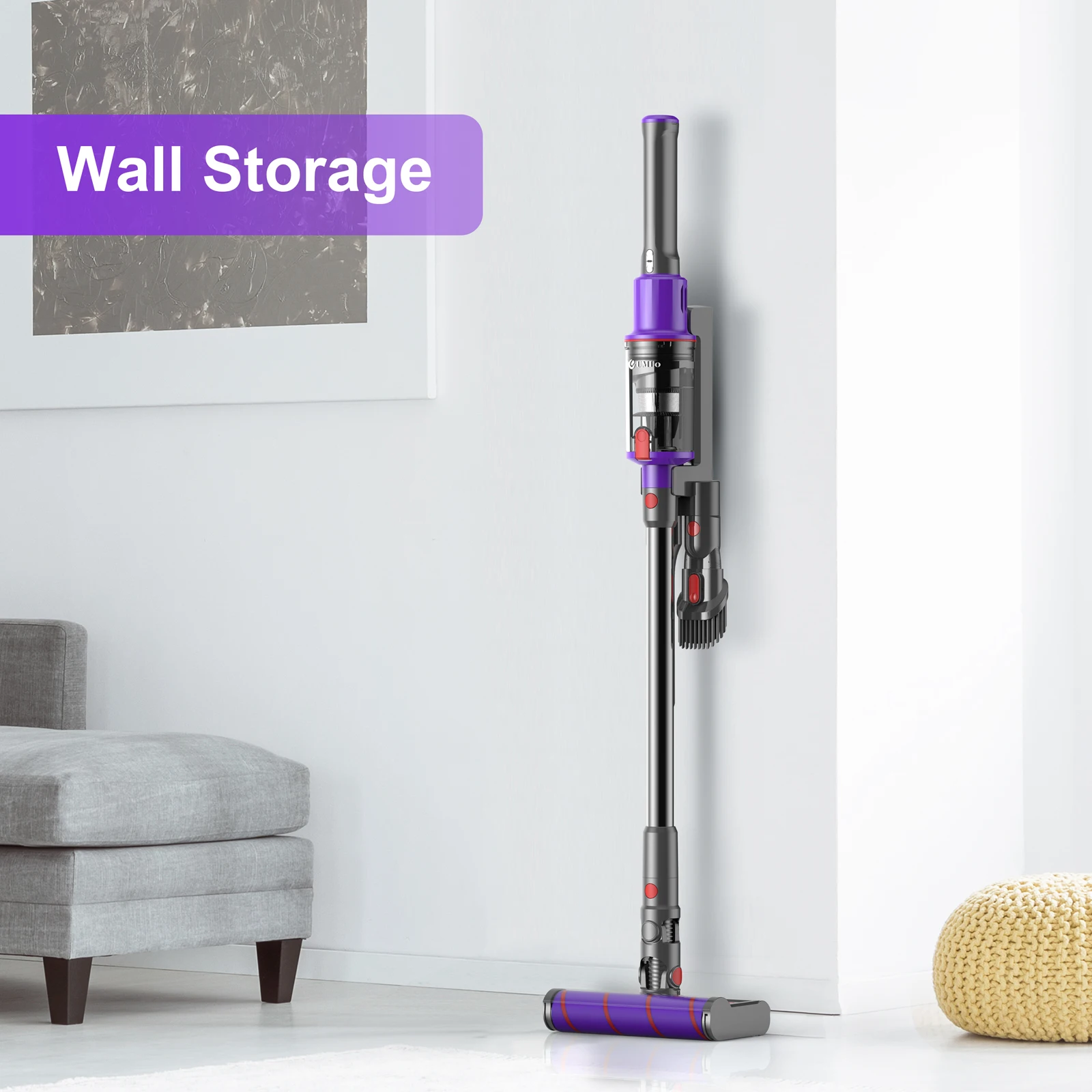 UMLO V102 Cordless Vacuum Cleaner for Home Carpet Hard Floor Pet Hair, Powerful Stick Vacuum with Brushless Motor,Purple 6