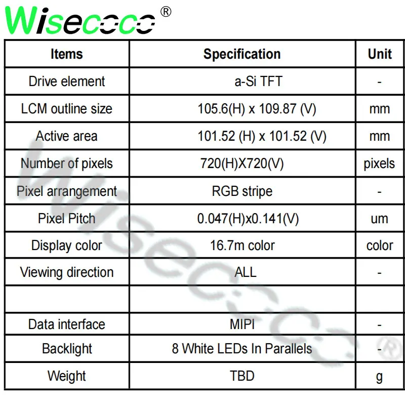 Wisecoco-tipo-c Lcd Screen Driver Board Exibição Redonda Círculo Circular Ips Tft Mipi 720x720 - Imagem 4
