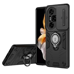 Custodia per telefono a doppio strato con supporto metallico rotabile a 360° e protezione per l'obiettivo della fotocamera