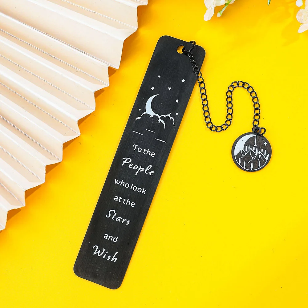Metal Bookmark Bookmarks Stationery Supplies Double Sided Inspirational Black for Book Lovers Gift for Teachers Students