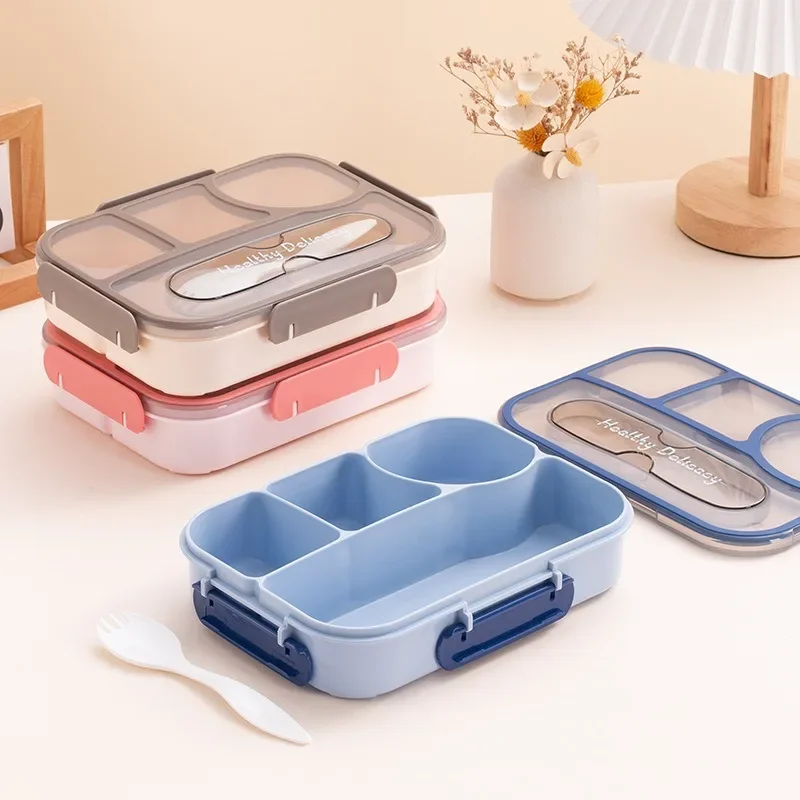 Leak Proof Bento Box 4 Compartment Food Grade Plastics Lunch Box