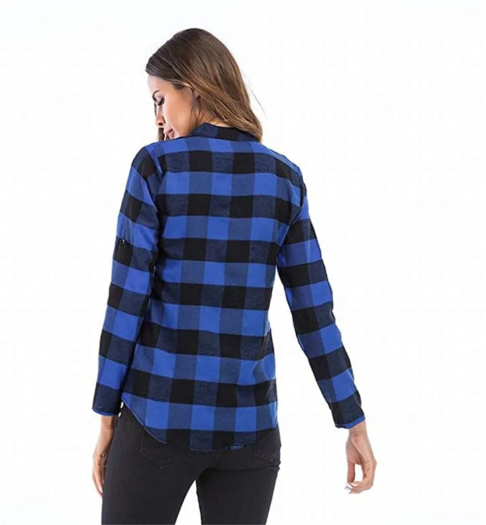 Camicia A Quadri Donna - Maniche Lunghe, Scollo A V, Bottoni, Tunica Elegante, Taglie S-XXL - Foto 11