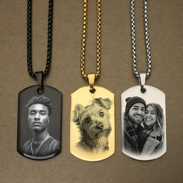 Personalized Custom Photo and Message Necklace Pendant Keychain Dog tag,Customized Engraved Necklace with Photo Christmas Gifts 3