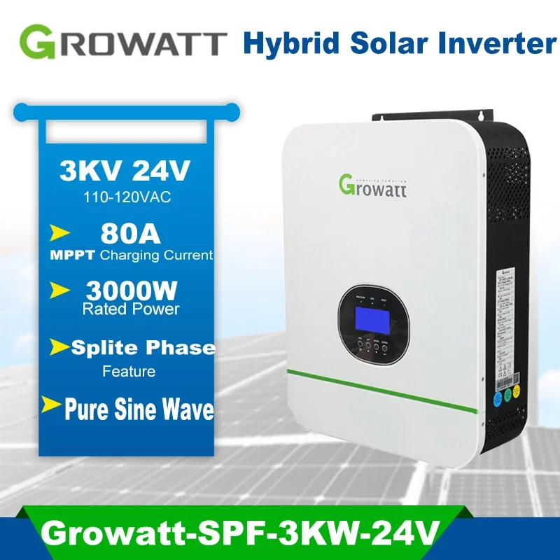 

Growatt Off Grid Solar-Wechselrichter 3000W Single Phase Inverter Fotovoltaico Integrated Mppt Charge Controller