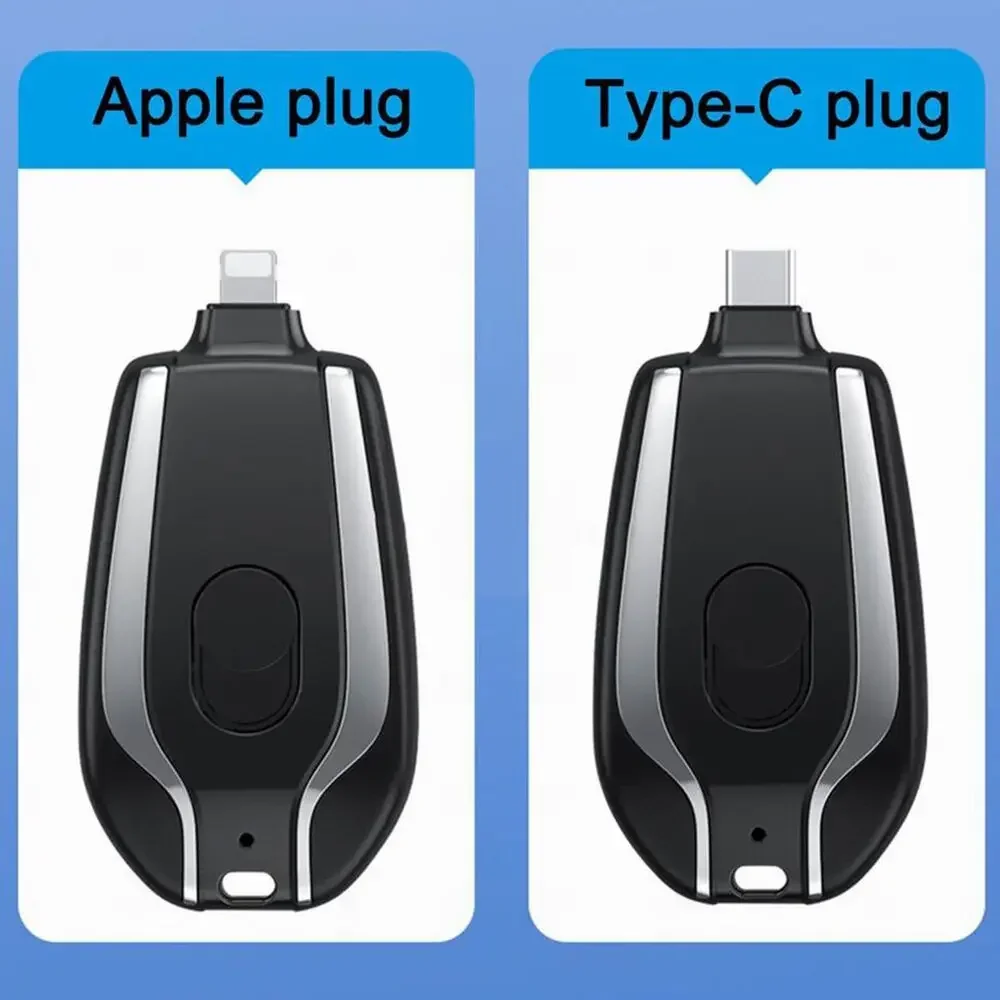 2025 Newest Mini Mobile Power Bank Keychain Portable Battery Charger Case 1500mAh Fast Charging for iPhone Series Samsung Xiaomi 5