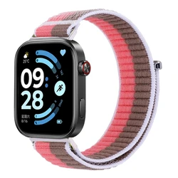 Adjustable Nylon Loop Sport Band - Premium Replacement Strap in Various Colors - Redmi Watch 4 5 6 (Pink Brown)