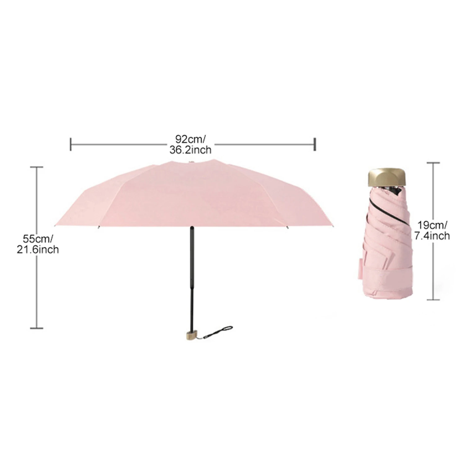 Stylish Portable Design,Compact 6-Rib Mini Folding Umbrella,Lightweight Durable Alloy Handle,Frame,For Sun,Rain,Cute Rain Gear