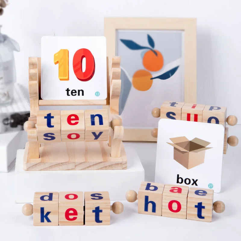 Montessori Wooden Toys Spelling Words Games Letter Learning Fine Motor Training  Early Education Cognition Matching Toy For Kids 5