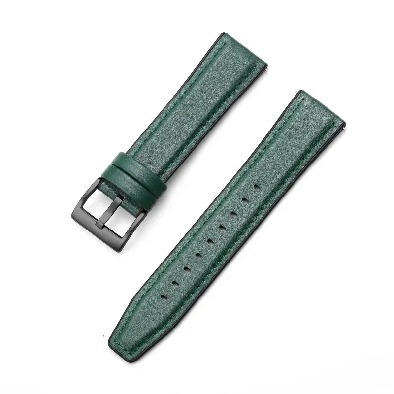 22mm Silicone Leather Hybrid Watchband Bracelet Strap