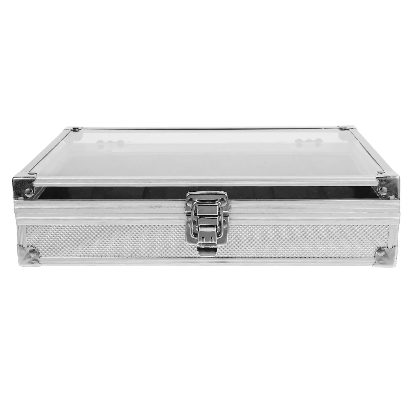 Aluminum Alloy Watch Box Lightweight Durable Transparent Top 12 Grid Slots Foam Lined Dustproof Storage Display Case Watches