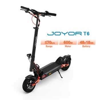 Monopattino elettrico JOYOR T6 per adulti, motore da 600W, batteria 48V18AH, scooter elettrico da montagna, pneumatici fuoristrada da 10 pollici, pieghevole.