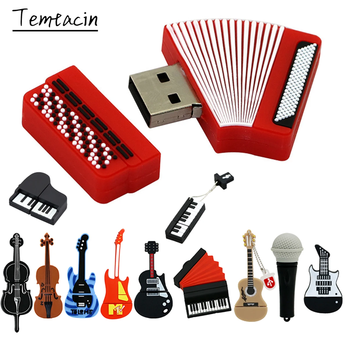 Cartoon Cle Usb Pendrive Chitarra Pianoforte Fisarmonica Flash 256GB 128GB 64GB 32GB 16GB 8GB USB 2.0 Memoria Stick Pen_voghion.com