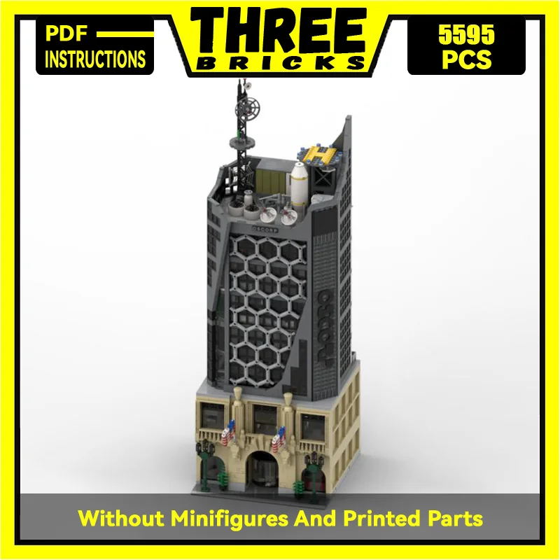 

Spider Movie MOC Building Block Oscorp Tower Model Technical Bricks DIY Assembly Modular Architecture Street View Toy For Gift